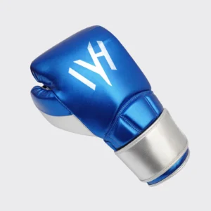 MAYHM Champion Fight Glove in blue and silver, professional boxing competition glove designed for speed, precision, power, and championship performance.