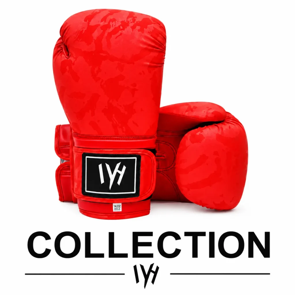 MAYHM boxing gloves collection featuring premium red camouflage training and sparring gloves for boxing and combat sports.